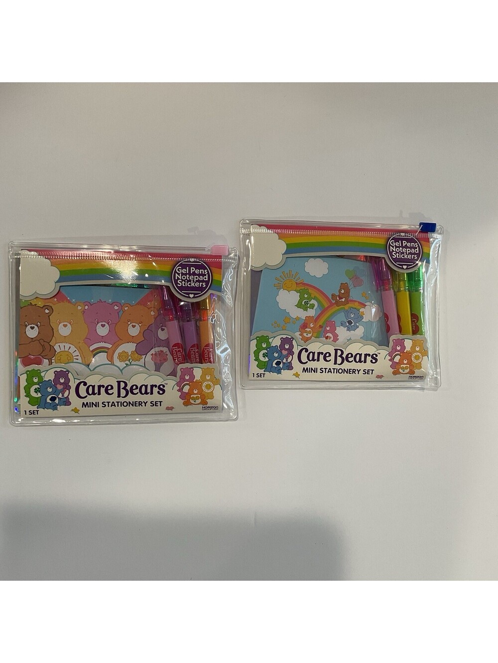 2 New Care Bears mini stationary sets gel pens notepads & stickers